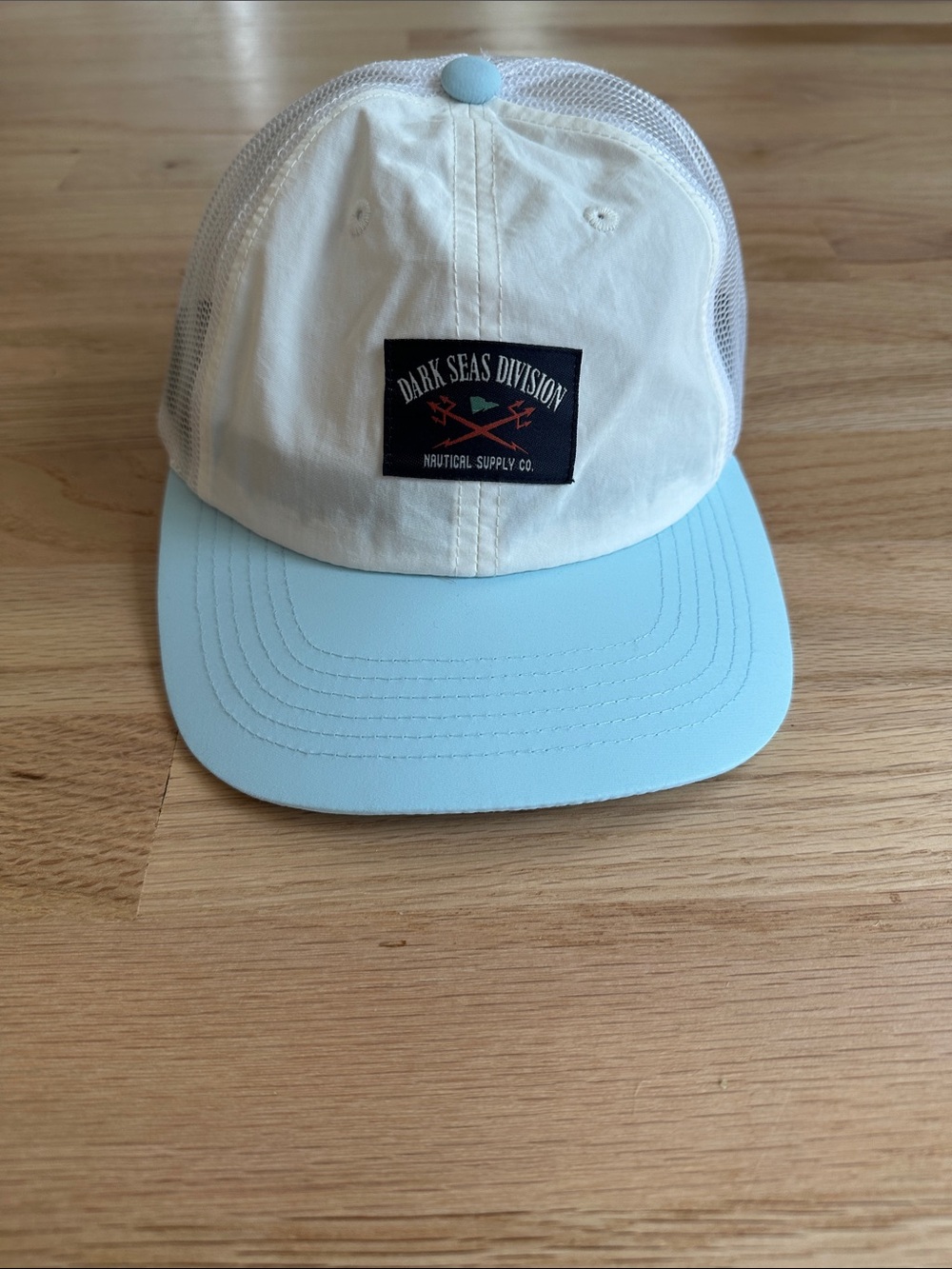 Dark Seas Division Men's White & Light Blue Trucker Hat
